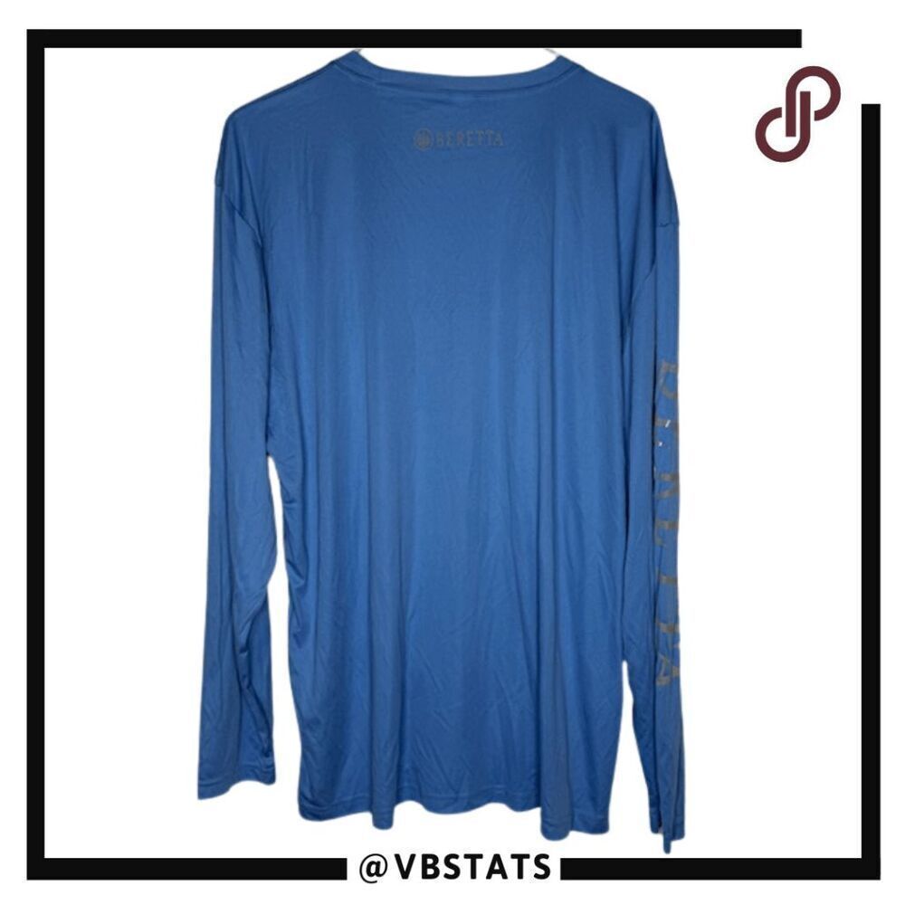 Beretta Men's Trident Logo‎ Graphic Polyester Long Sleeve T-shirt Blue 3XL